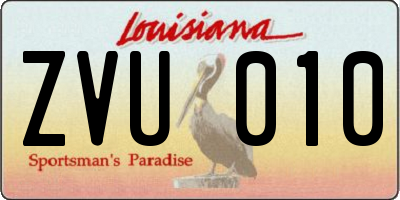 LA license plate ZVU010