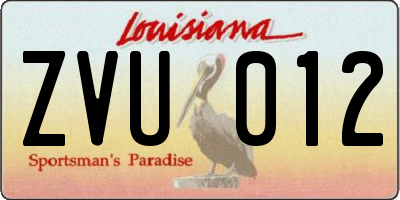 LA license plate ZVU012