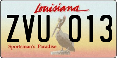 LA license plate ZVU013