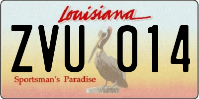 LA license plate ZVU014