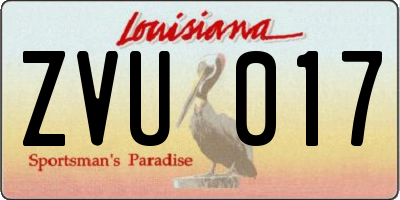 LA license plate ZVU017