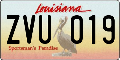 LA license plate ZVU019