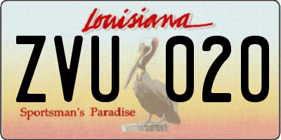 LA license plate ZVU020