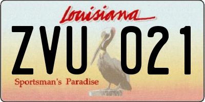 LA license plate ZVU021