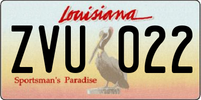 LA license plate ZVU022