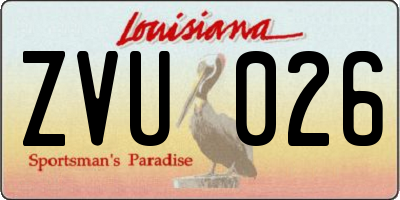 LA license plate ZVU026