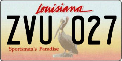 LA license plate ZVU027