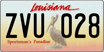 LA license plate ZVU028