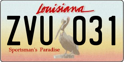 LA license plate ZVU031