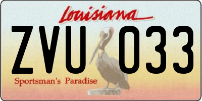 LA license plate ZVU033