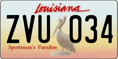 LA license plate ZVU034