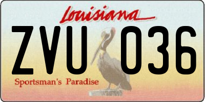 LA license plate ZVU036