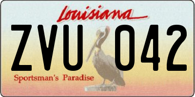 LA license plate ZVU042