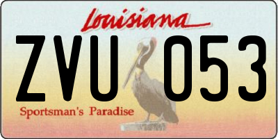 LA license plate ZVU053