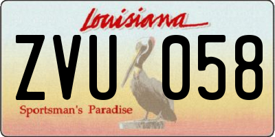 LA license plate ZVU058