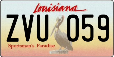 LA license plate ZVU059