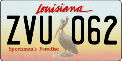 LA license plate ZVU062