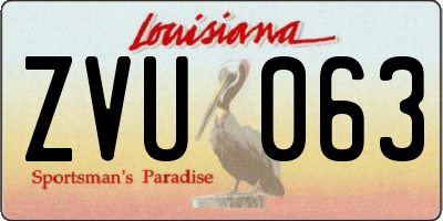 LA license plate ZVU063
