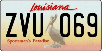 LA license plate ZVU069