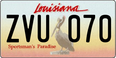 LA license plate ZVU070