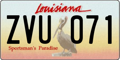 LA license plate ZVU071