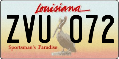 LA license plate ZVU072