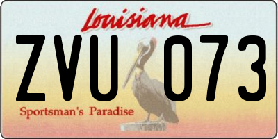LA license plate ZVU073
