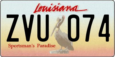 LA license plate ZVU074