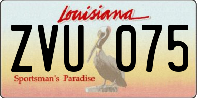LA license plate ZVU075