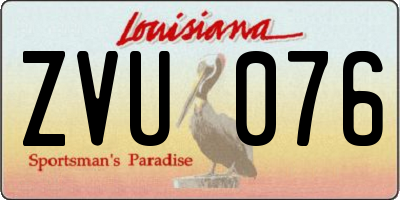 LA license plate ZVU076