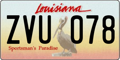 LA license plate ZVU078