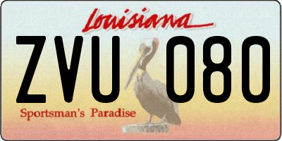 LA license plate ZVU080
