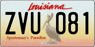 LA license plate ZVU081