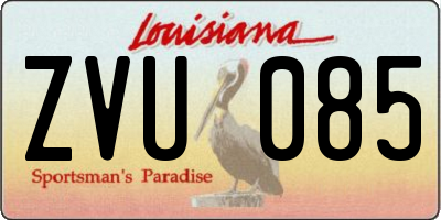 LA license plate ZVU085
