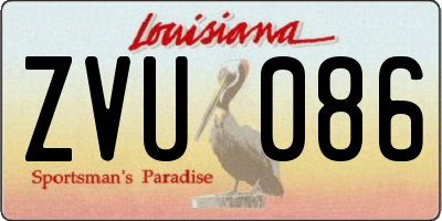 LA license plate ZVU086