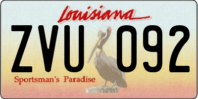 LA license plate ZVU092