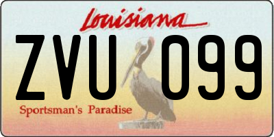 LA license plate ZVU099