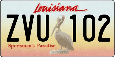 LA license plate ZVU102