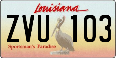 LA license plate ZVU103