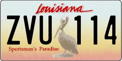 LA license plate ZVU114