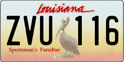 LA license plate ZVU116