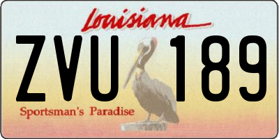LA license plate ZVU189