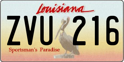 LA license plate ZVU216