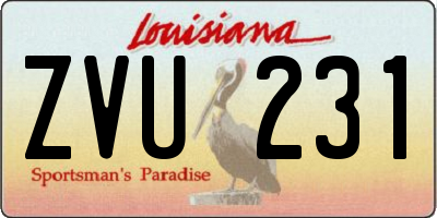 LA license plate ZVU231