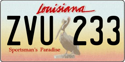 LA license plate ZVU233