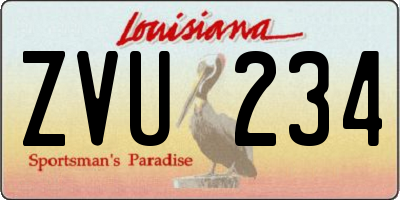 LA license plate ZVU234