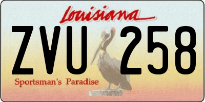 LA license plate ZVU258