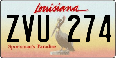 LA license plate ZVU274