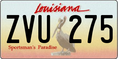 LA license plate ZVU275