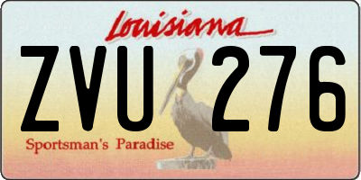 LA license plate ZVU276